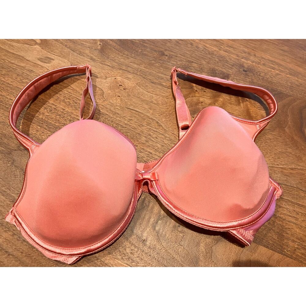 BALI 38C Pink Bra Underwire, Wide Straps, Lined, Bow, Hook, Loop,‎ Balconette